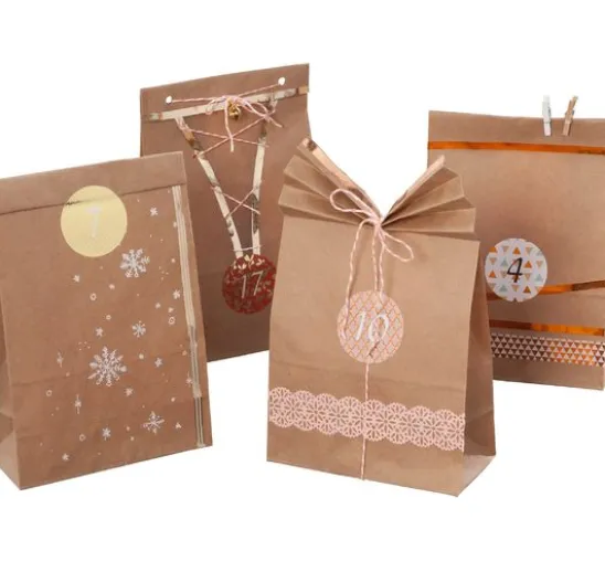 Adventskalender-Set "Kraftpapier", lebensmittelechte Papiertüten