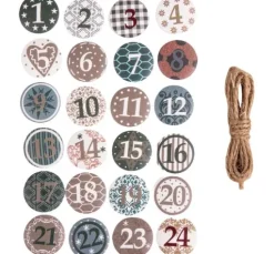 Adventszahlen Buttons "Christmas Patterns" mit Klebepunkt