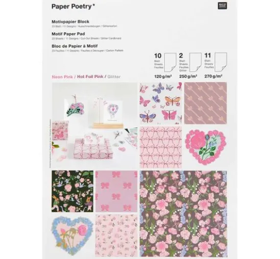 Bastelpapier-Block "La Vie En Rose"