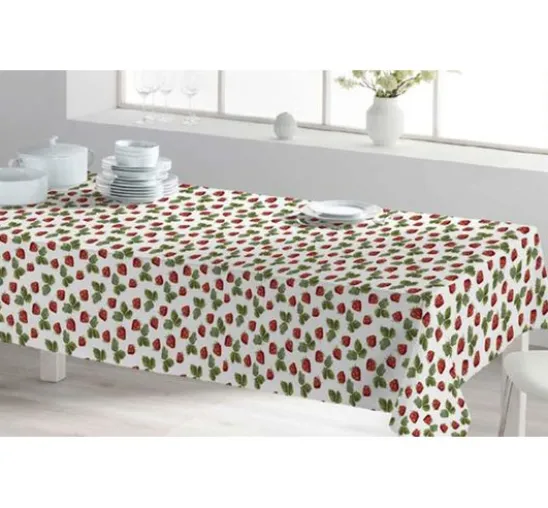 Baumwoll-Stoff "Erdbeeren", Acryl beschichtet