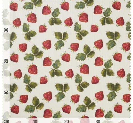 Baumwoll-Stoff "Erdbeeren", Acryl beschichtet