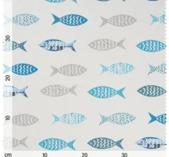 Baumwoll-Stoff "Fische", Acryl beschichtet