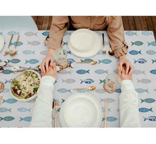 Baumwoll-Stoff "Fische", Acryl beschichtet