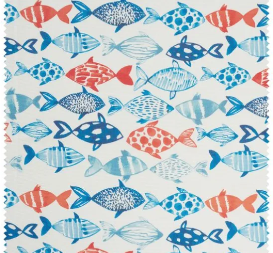 Baumwoll-Stoff "Flowing Fishes", Acryl beschichtet