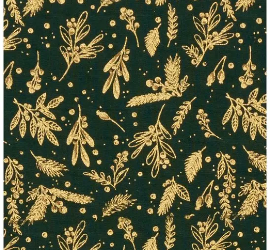 Baumwoll-Stoff Popeline Hot-Foil "Holly Green"