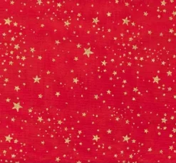 Baumwoll-Stoff Popeline Hot-Foil "Kleine Sterne-Rot"