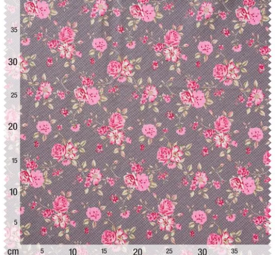 Baumwoll-Stoff "Rosenborg" Rosé/Taupe