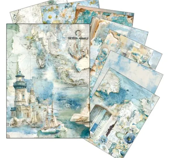 Ciao Bella Motiv-Strohseiden Sortiment "Edge of the Ocean", 8er-Set