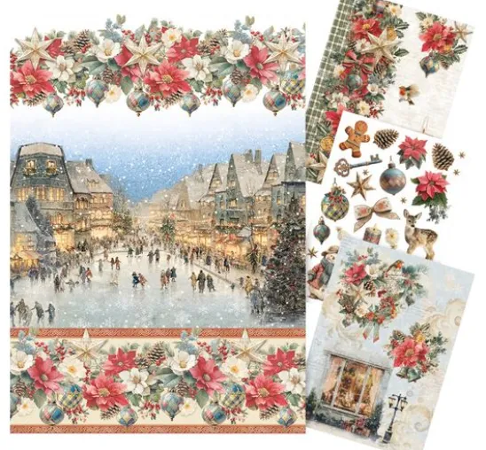 Ciao Bella Motiv-Strohseiden Sortiment "Merry & Bright", 4er-Set