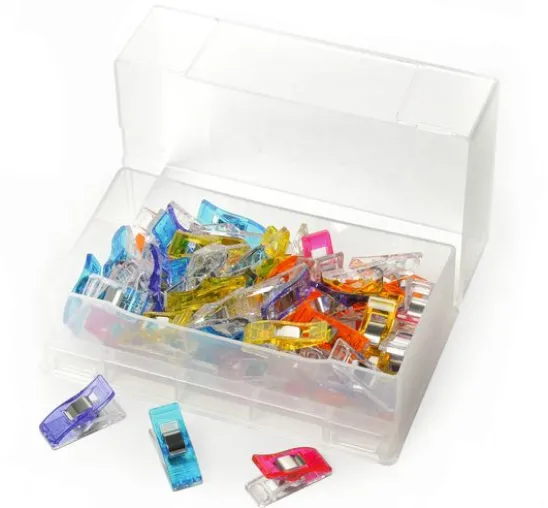 Clover Stoffklammern "Wonder Clips", 50 Stück, farbig sortiert, in Kunststoffbox