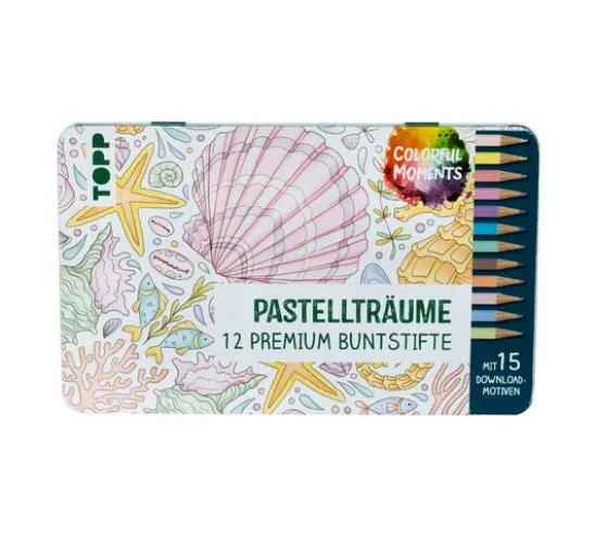 Colorful Moments Designdose mit Buntstiften - Pastellträume