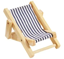 Deko-Liegestuhl aus Holz, blau/weiß