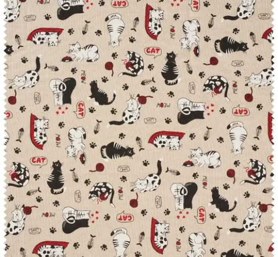Dekostoff Leinenoptik "Cats"