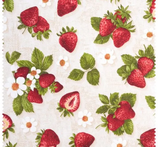 Dekostoff Leinenoptik "Erdbeeren"