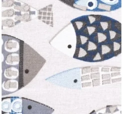 Dekostoff Leinenoptik "Fische Blau"