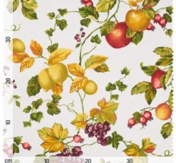 Dekostoff Leinenoptik "Obst und Blätter"
