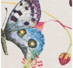 Dekostoff Leinenoptik "Schmetterlinge und Blumen"