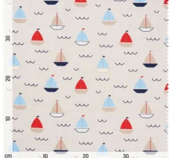 Dekostoff Leinenoptik "Segelboote"