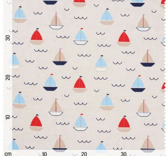Dekostoff Leinenoptik "Segelboote"