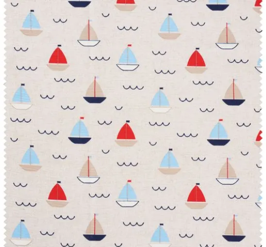 Dekostoff Leinenoptik "Segelboote"