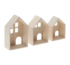 3D Holzhäuschen, 3er-Set