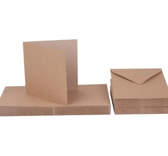 Doppelkarten mit Umschlägen "Kraftpapier", 12,5 x 12,5 cm, 50 Stück