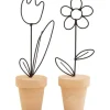 Draht-Blume im Topf, 2 Stück