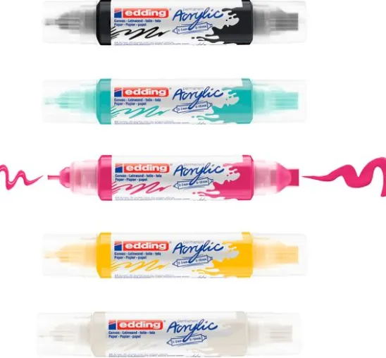 edding 5400 Acrylic "Acryl 3D - Basic", Double Liner, 5er-Set