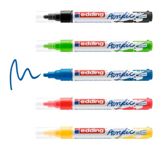 edding 5100 Acrylic "Acrylmarker - Basic", Mittel, 5er-Set