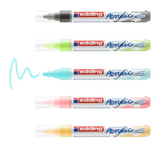 edding 5100 Acrylic "Acrylmarker - Pastell", Mittel, 5er-Set