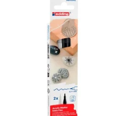 edding 5500 Acrylic "Acrylmarker - Schwarz/Weiß", Extra Fein, 2er-Set