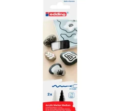 edding 5100 Acrylic "Acrylmarker - Schwarz/Weiß", Mittel, 2er-Set