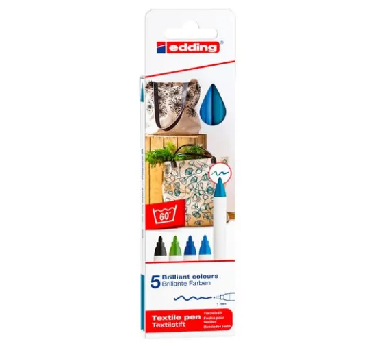 edding 4600 "Textil Pen", 5 Stück