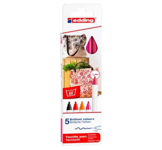 edding 4600 "Textil Pen", 5 Stück