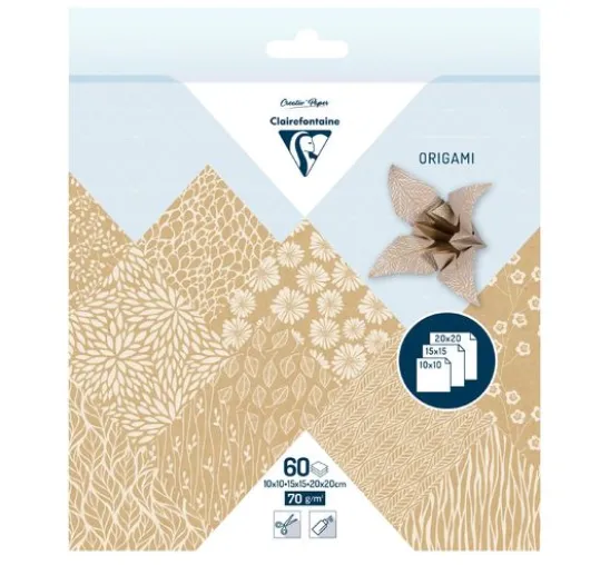 Faltpapier-Sortiment "Kraftpapier Floral"