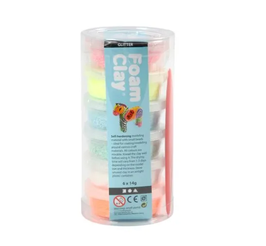 Foam Clay "Glitter", sortiert, 6 x 14 g