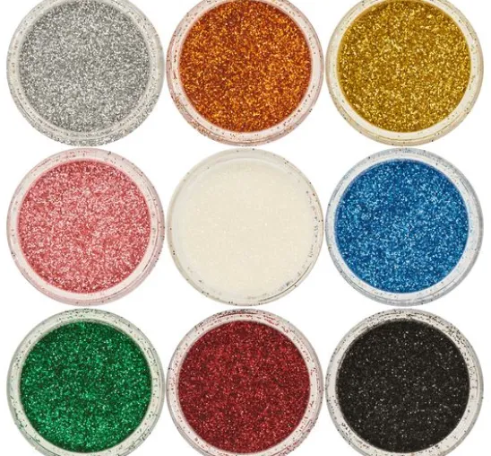 Glitzerpulver Farbset, 9 Tigel