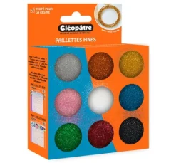 Glitzerpulver Farbset, 9 Tigel