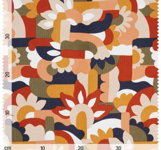 Halbpanama-Stoff "Naive Blumen"