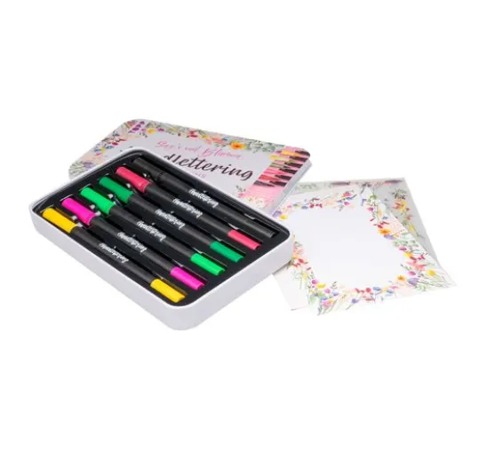 Handlettering Designdose Brush Pens Sag's mit Blumen