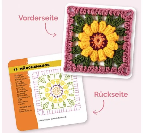 Häkel-Karten Granny Square "Blumen"