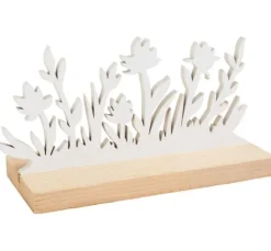 Holz-Deko "Blumenwiese auf Sockel"