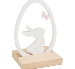 Holz-Deko "Ei mit Hase auf Sockel"