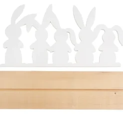 Holz-Deko "Hasenfamilie auf Sockel"