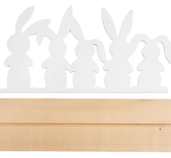 Holz-Deko "Hasenfamilie auf Sockel"
