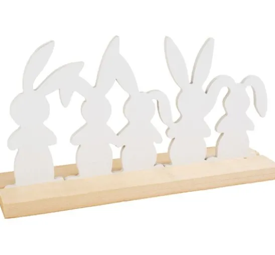Holz-Deko "Hasenfamilie auf Sockel"