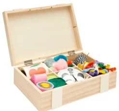 Holz-Kiste / Aufbewahrungsbox mit 6-facher Einteilung