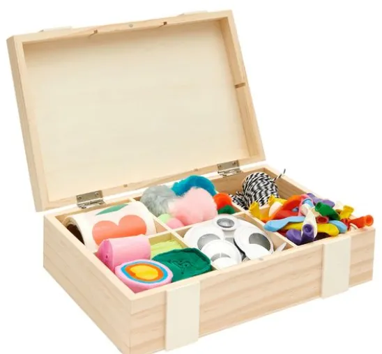 Holz-Kiste / Aufbewahrungsbox mit 6-facher Einteilung
