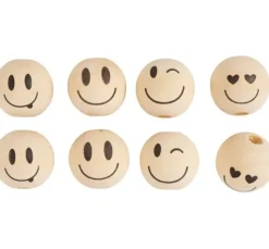 Holzköpfe "Smile", Ø 2,5 cm, 8er-Set