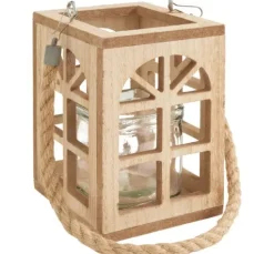 Holz-Laterne mit Fenster-Ausschnitten